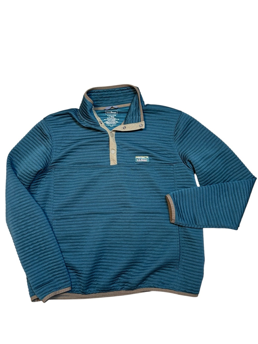 L.L. Bean men’s Airlight Knit Pullover size large Forrest green fleece ribbed